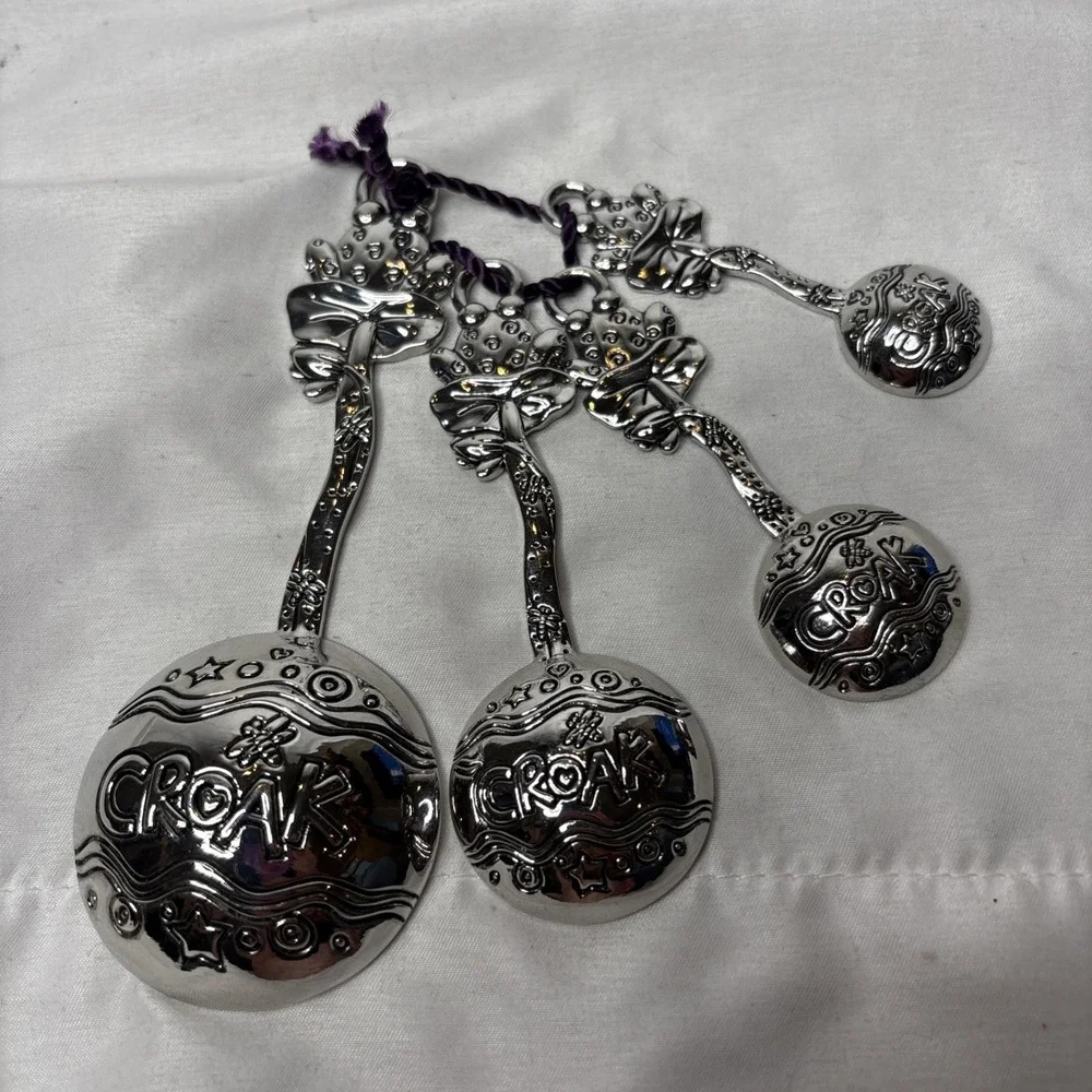 Ganz‎ Pewter Tone Frog Measuring Spoons Set Of 4 Heart & Croak Whimsical Silver